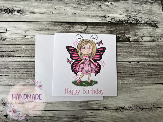 Personalised Butterfly girl birthday  card
