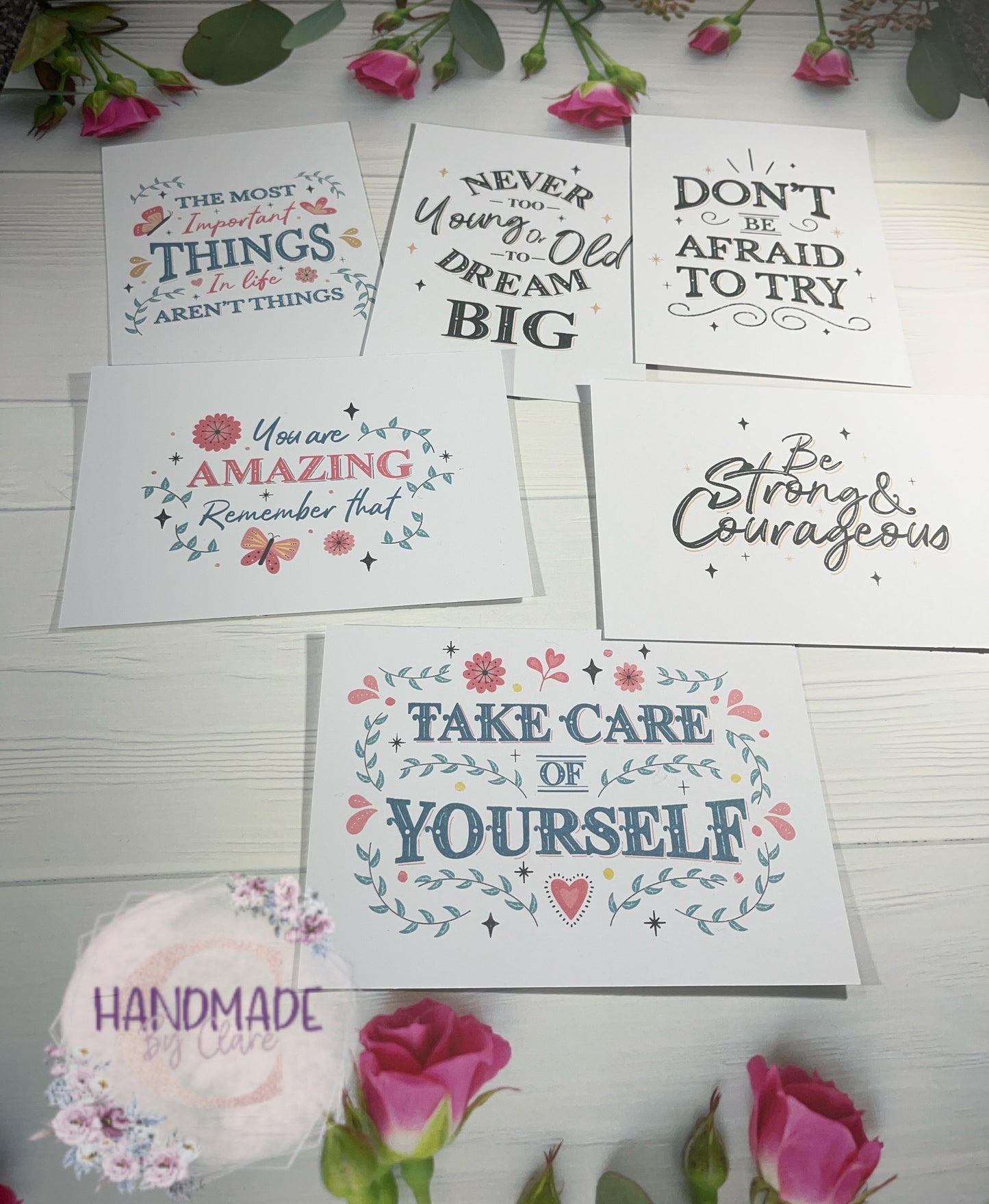 Positive affirmation postcards, letterbox gift, self care cards