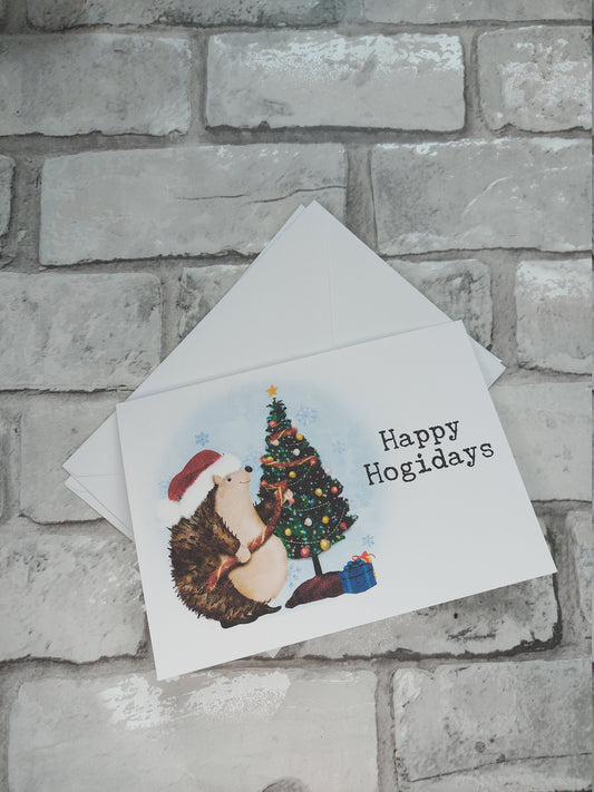 Happy Hogidays card | Christmas card | hedgehogs | greetings card