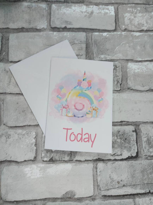 Personalised girls birthday card, unicorn birthday card, card for birthday girl, card for daughter