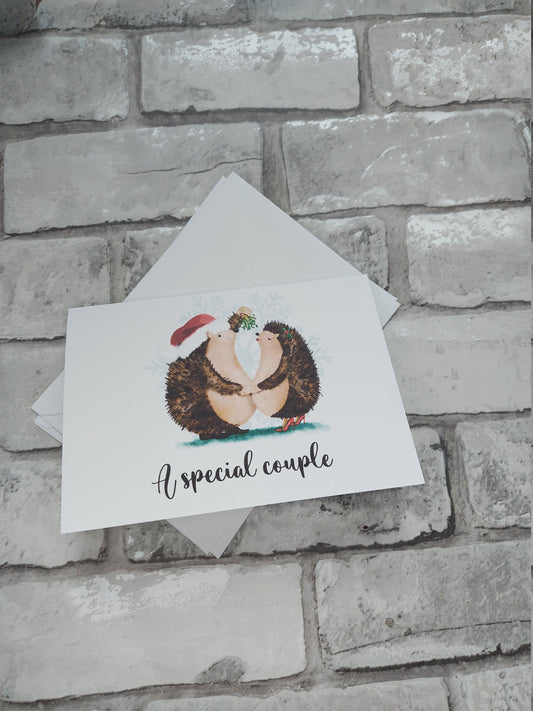 A special couple Christmas card | hedgehogs
