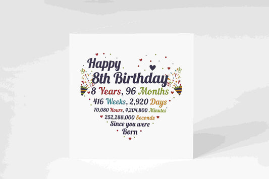 8th birthday card | 8th birthday | 8th birthday card boy | 8th birthday card girl | 8th birthday grandson | childs birthday card