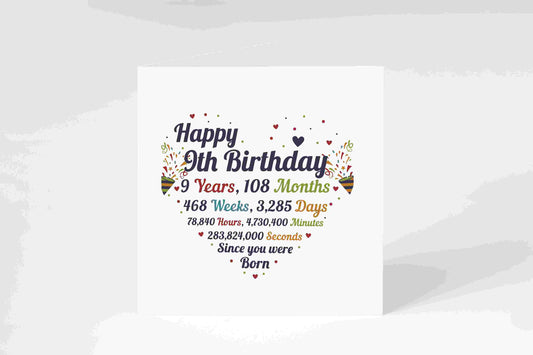 9th birthday card | childs birthday card | 9th birthday | 9th birthday card girl | 9th birthday card boy | 9th birthday gift