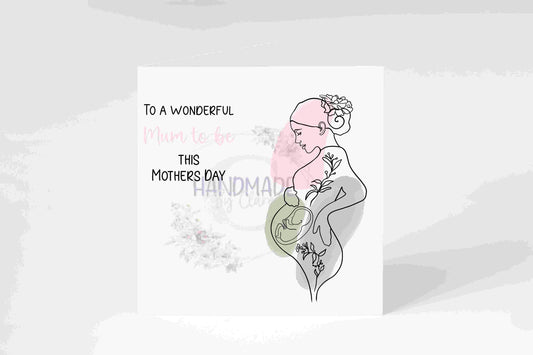 Mum to be Mothers Day Card, pregnant lady, future mum, from bump, line art