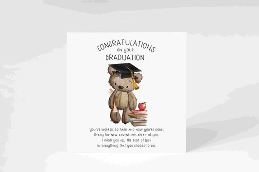 Graduation card | congratulations card | on your graduation | well done | graduation card for her | graduation card for him | bear design