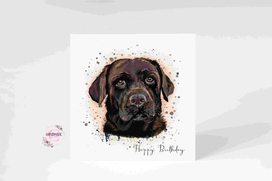 Chocolate Labrador greetings card | dog themed birthday card | dog lover gift | dog lover card | thinking of you card | square card