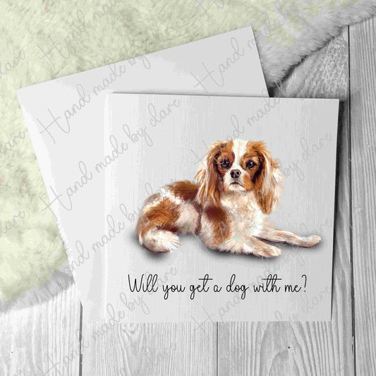 Blenheim terrier card, dog lovers card, terrier dog, greetings card, with love, thinking of you, will you get a dog