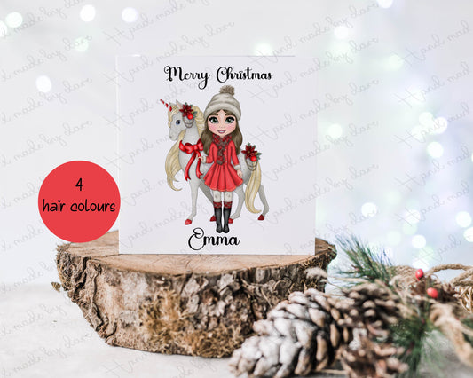 Personalised girls card, Personalised Christmas card, Mrs Claus card, Christmas card for daughter, Christmas card for niece