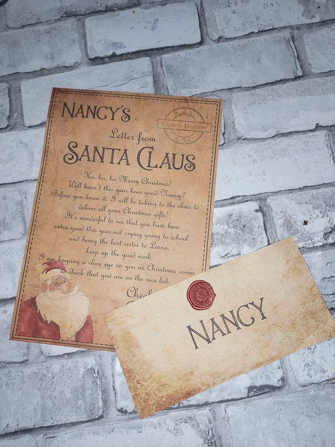 Personalised  letter from Santa, Letter from Father Christmas, Christmas Eve box gift, good list, vintage style letter