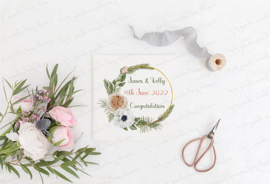 Personalised floral wreath wedding card | on your wedding day card | Mr and Mrs | Mr and Mr | Mrs and Mrs | Civil Wedding card