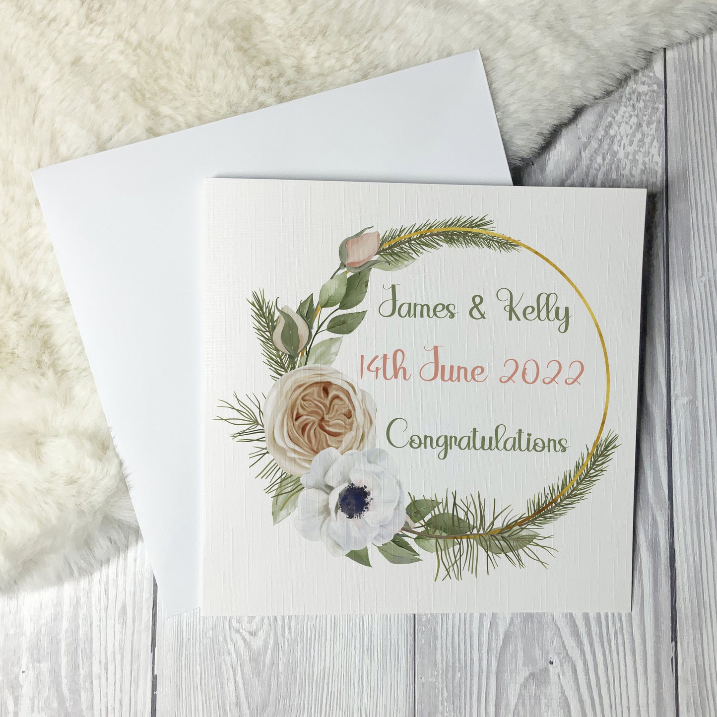 Personalised floral wreath wedding card | on your wedding day card | Mr and Mrs | Mr and Mr | Mrs and Mrs | Civil Wedding card