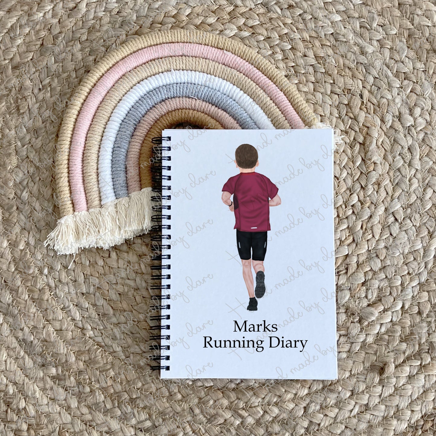 Personalised running log book. Runner training diary journal planner.