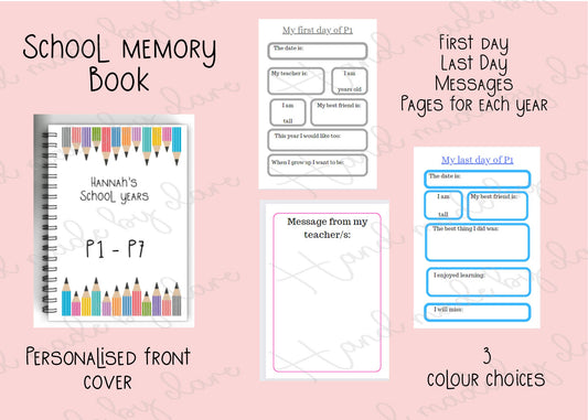 Personalised school memories book | Scottish Primary Years | school journal | memory book | notebook | journaling | First day of school