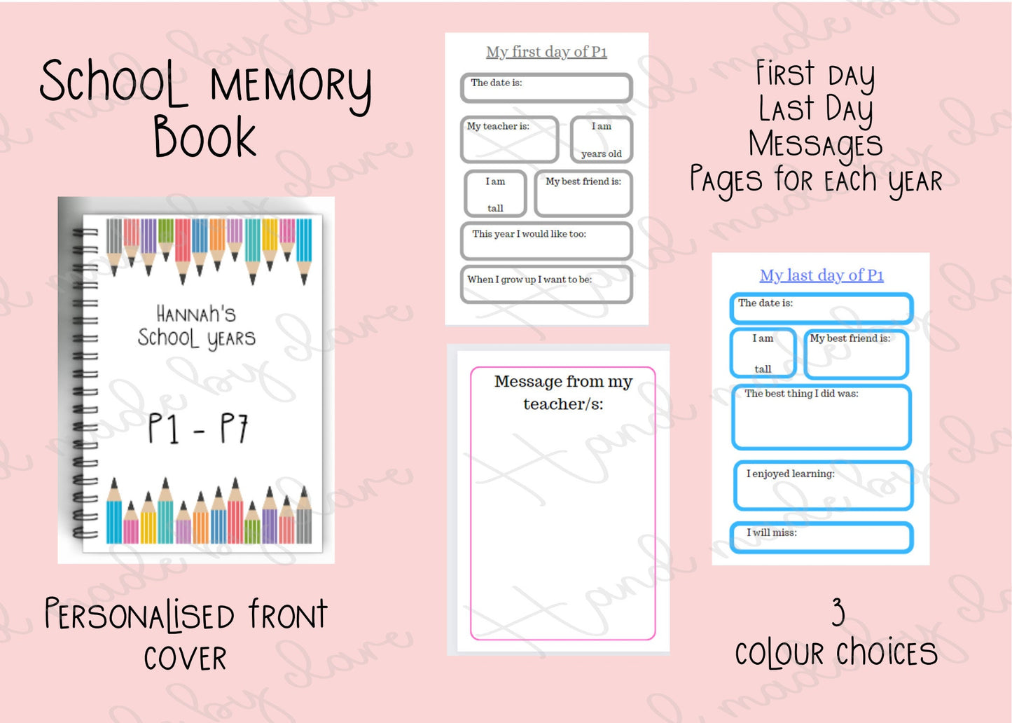 Personalised school memories book | Scottish Primary Years | school journal | memory book | notebook | journaling | First day of school